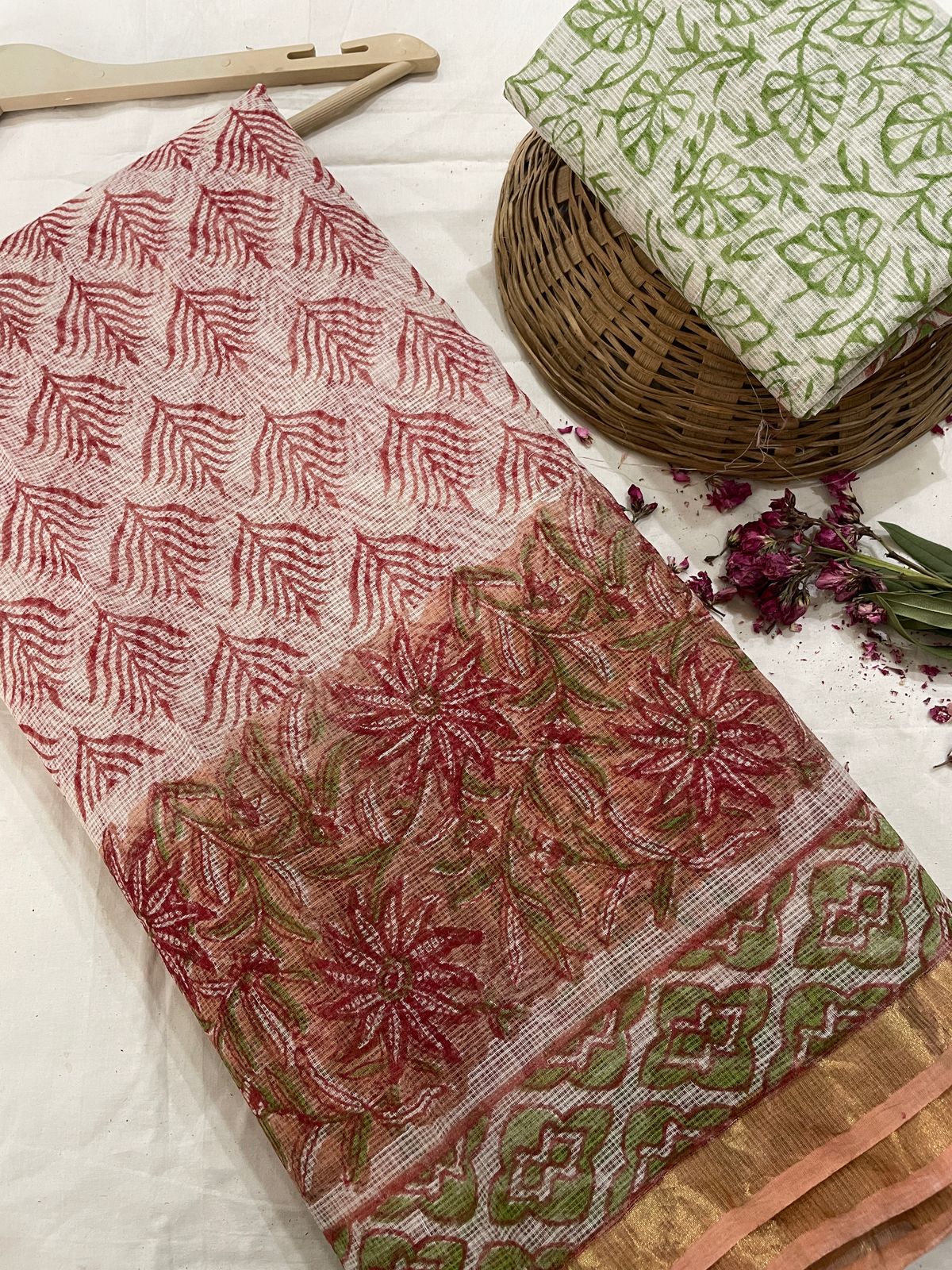 Hand Block Printed Kota Doriya Saree