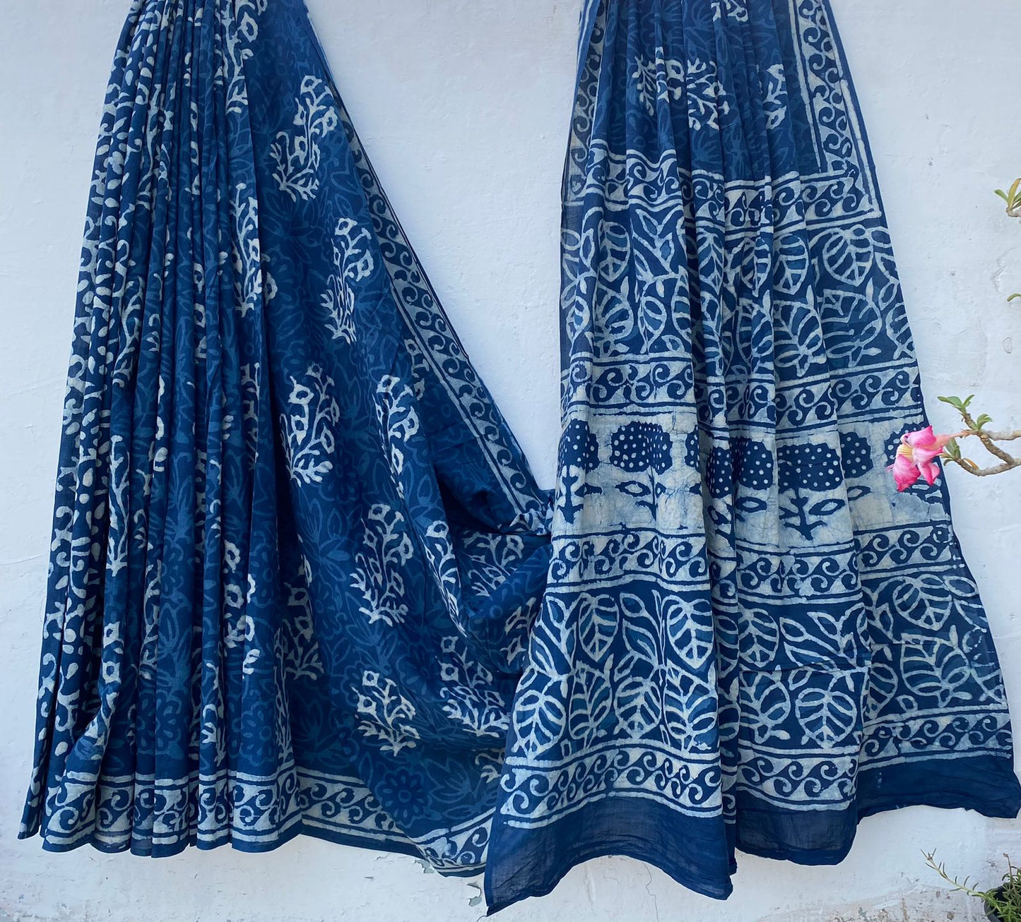 Hand block printed Cotton Bagru Saree