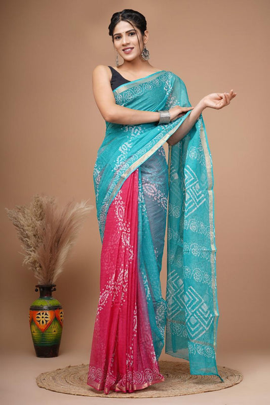 Pure Hand Block Printed Kota Doriya Saree