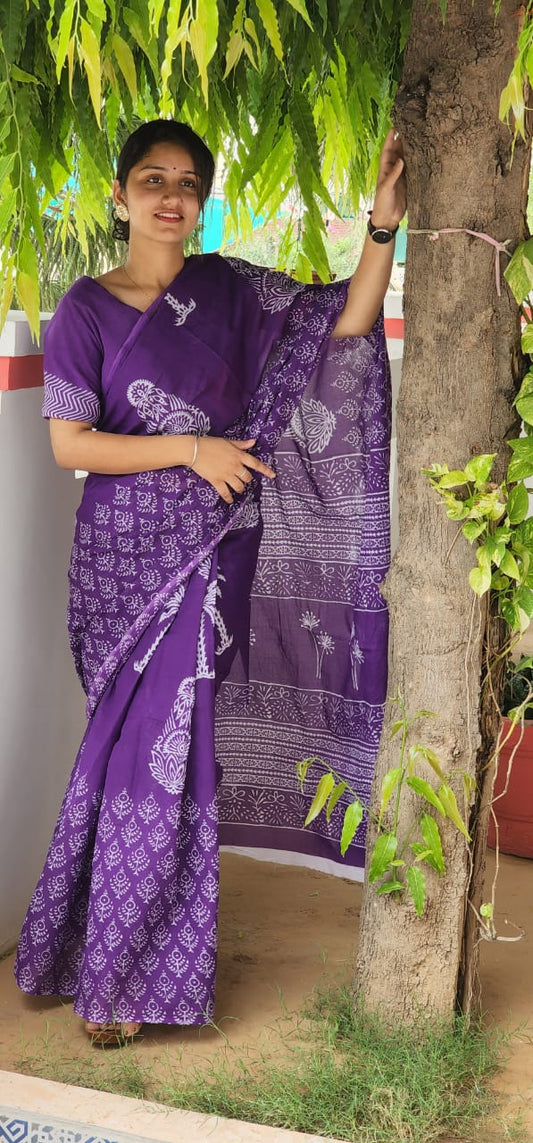 Pure Cotton MulMul Printed Saree
