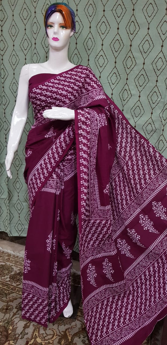 Pure Cotton MulMul Printed Saree