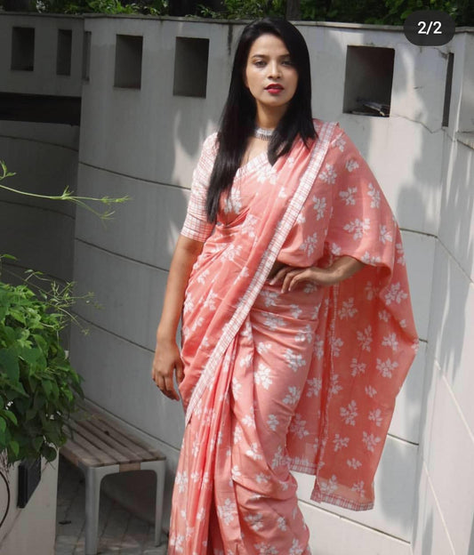 Pure Cotton MulMul Printed Saree