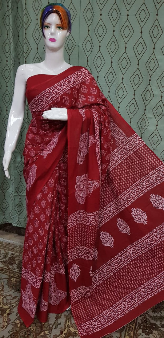 Pure Cotton MulMul Printed Saree