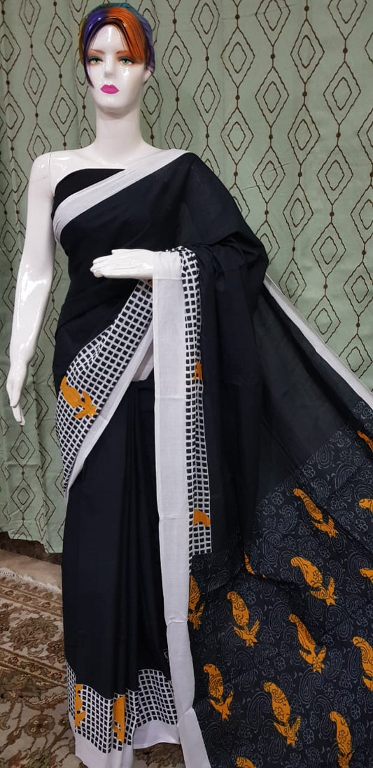Pure Cotton MulMul Printed Saree