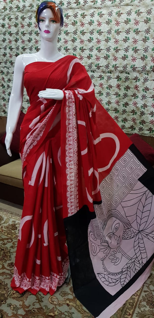 Pure Cotton MulMul Printed Saree
