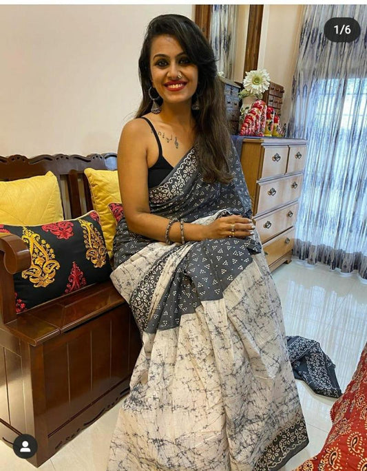 Pure Cotton MulMul Printed Saree