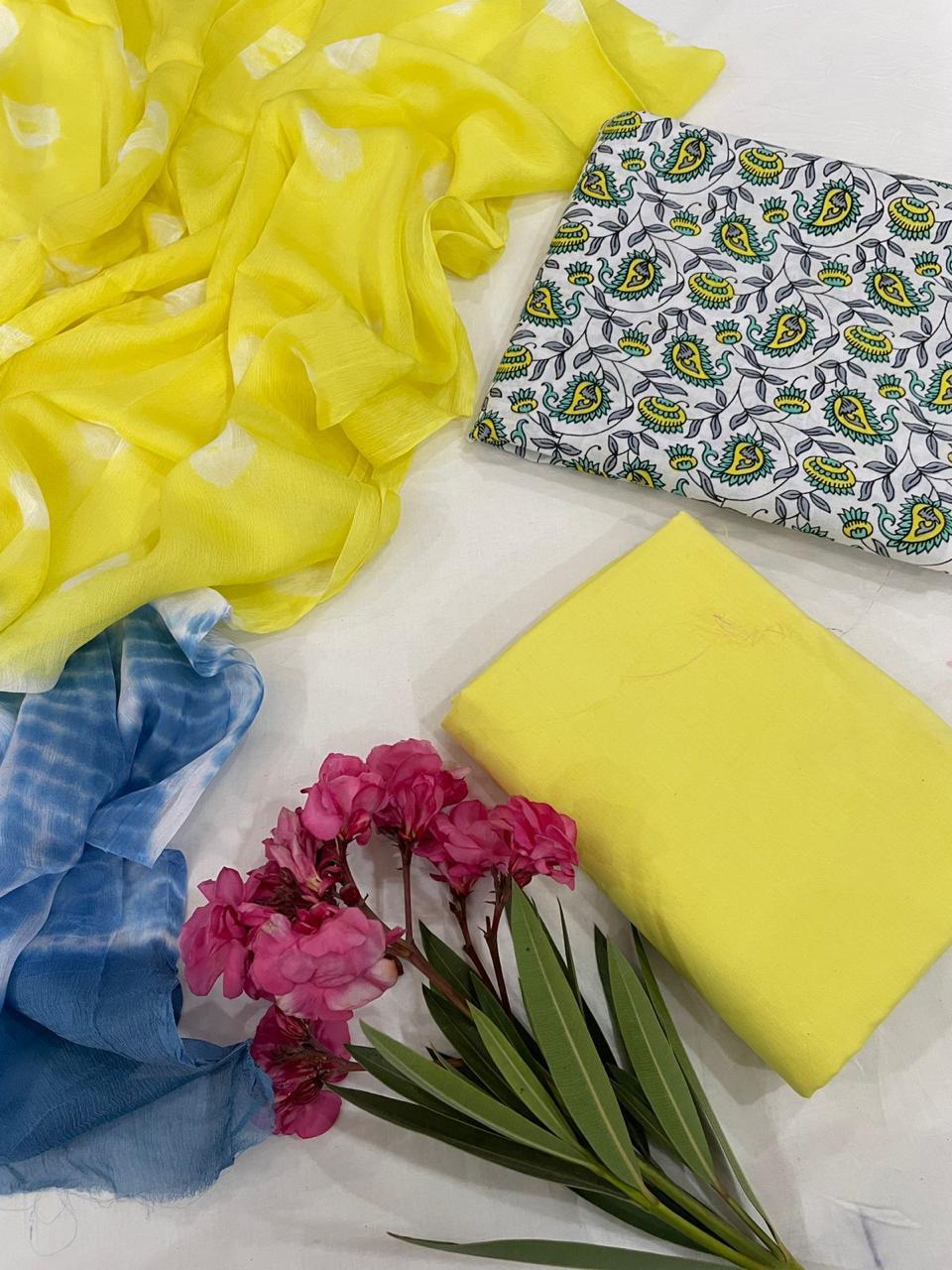 Pure Cotton Suits With Chiffon Dupatta