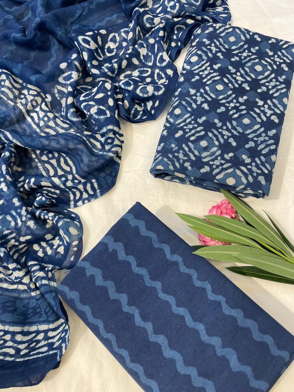 Pure Cotton Suits With Chiffon Dupatta