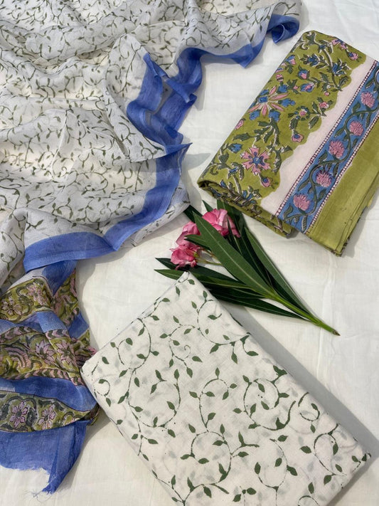Pure Cotton Suits With Chiffon Dupatta