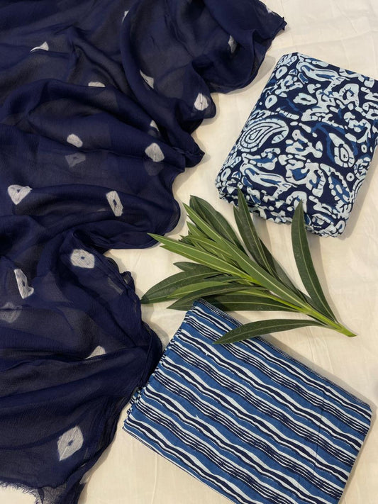 Pure Cotton Suits With Chiffon Dupatta