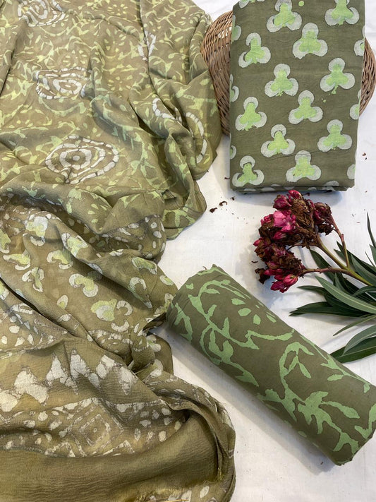 Pure Cotton Suits With Chiffon Dupatta