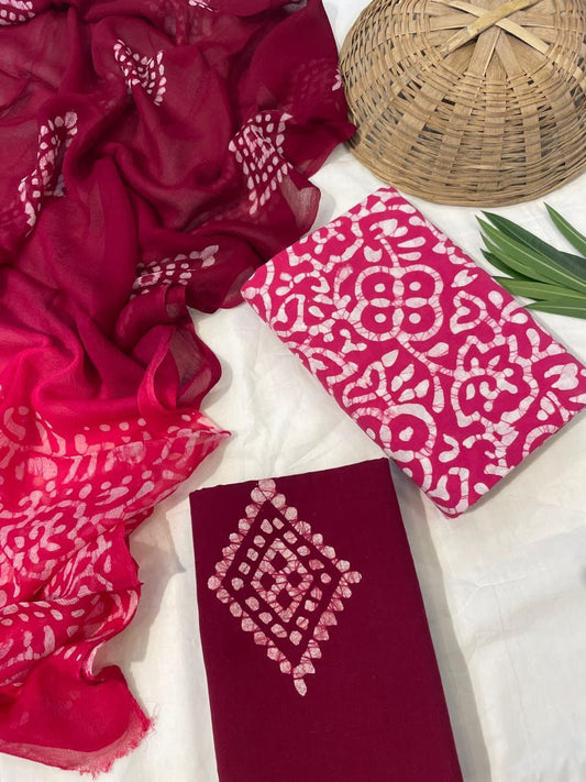 Pure Cotton Suits With Chiffon Dupatta