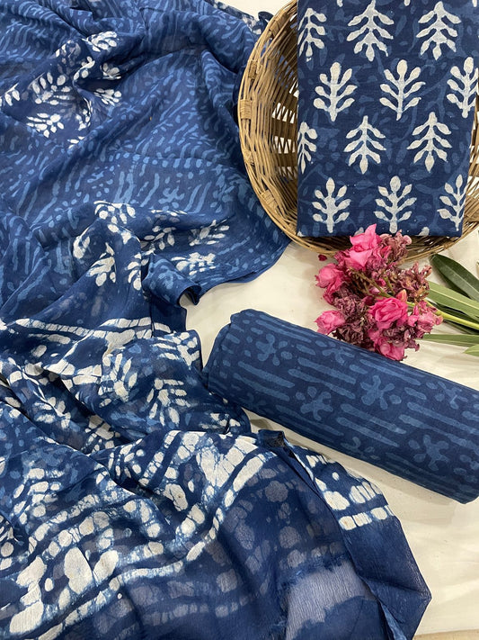 Pure Cotton Suits With Chiffon Dupatta