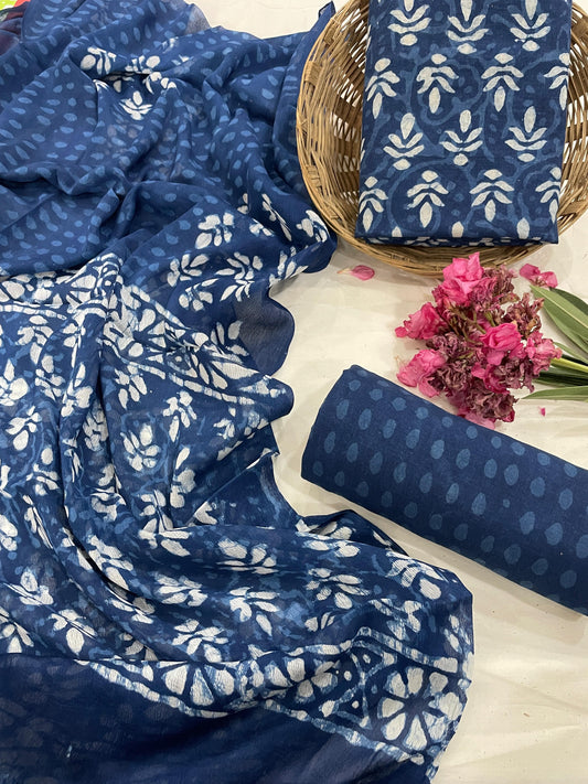Pure Cotton Suits With Chiffon Dupatta