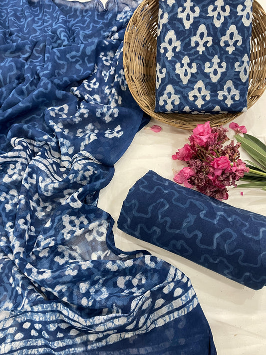 Pure Cotton Suits With Chiffon Dupatta