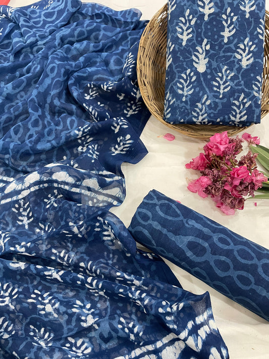 Pure Cotton Suits With Chiffon Dupatta