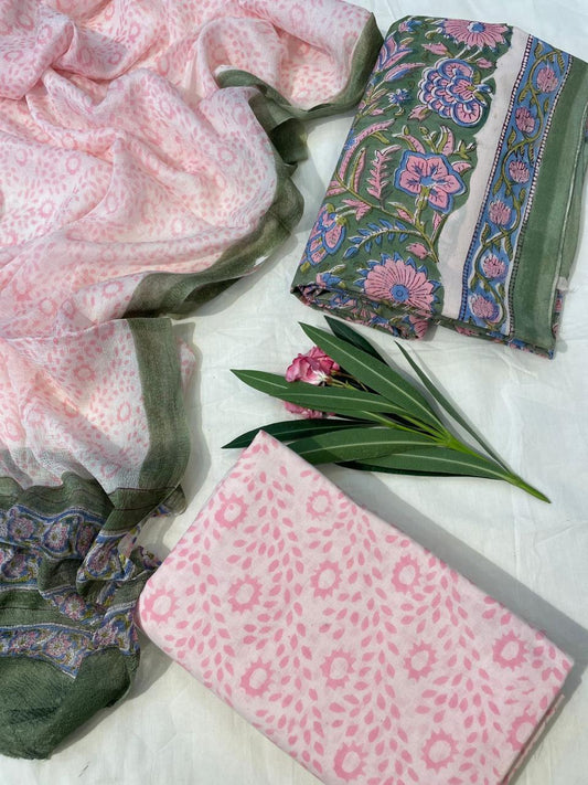 Pure Cotton Suits With Chiffon Dupatta