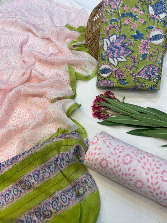 Pure Cotton Suits With Chiffon Dupatta