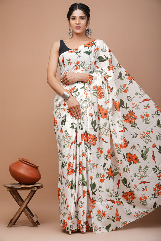 Pure Cotton MulMul Printed Saree