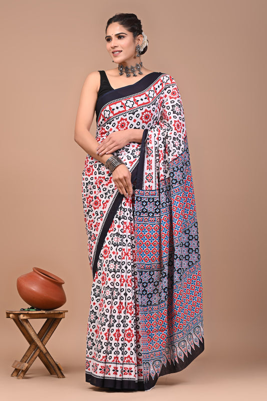 Pure Cotton MulMul Printed Saree