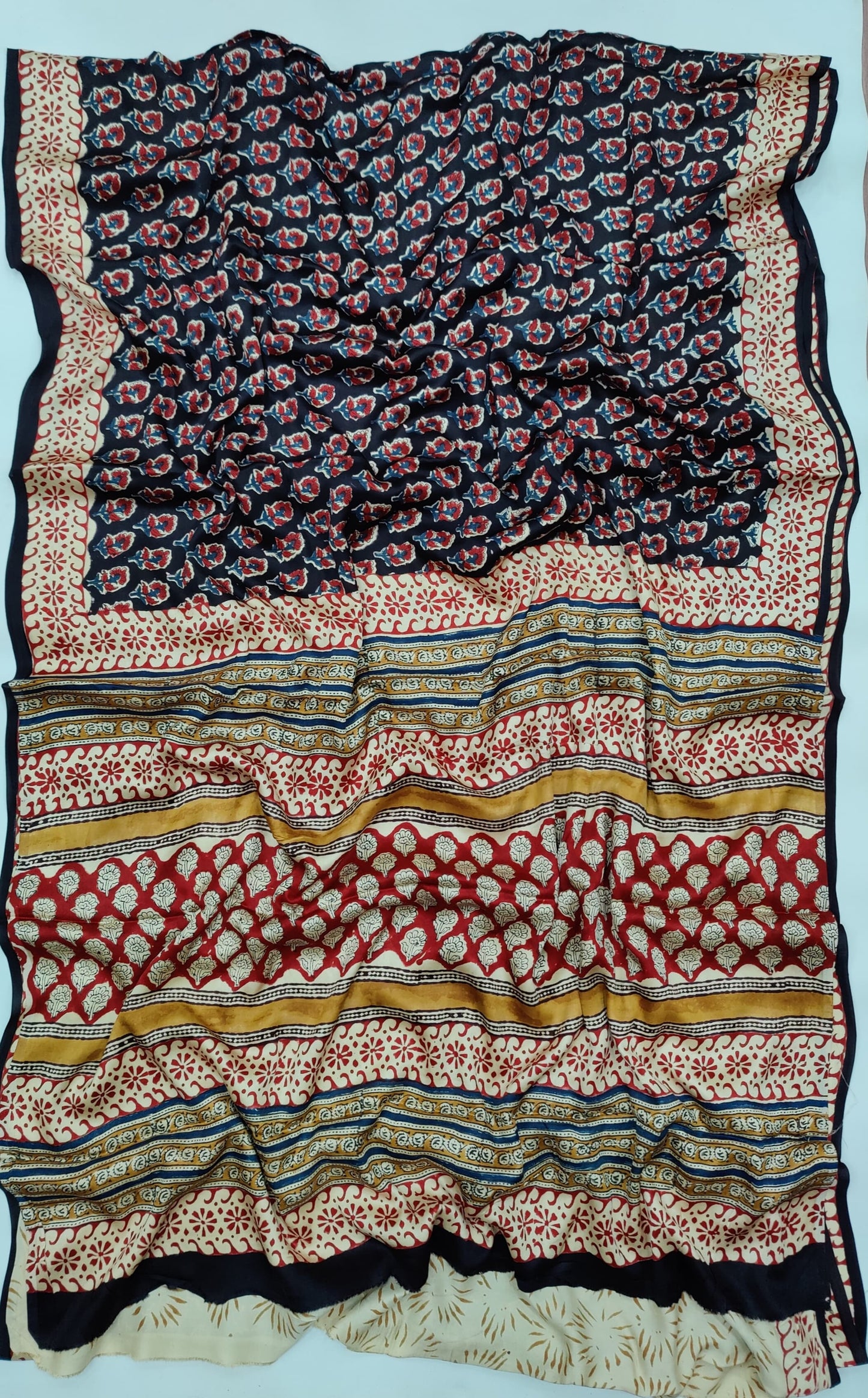 Ajrakh Printed Modal Silk Saree