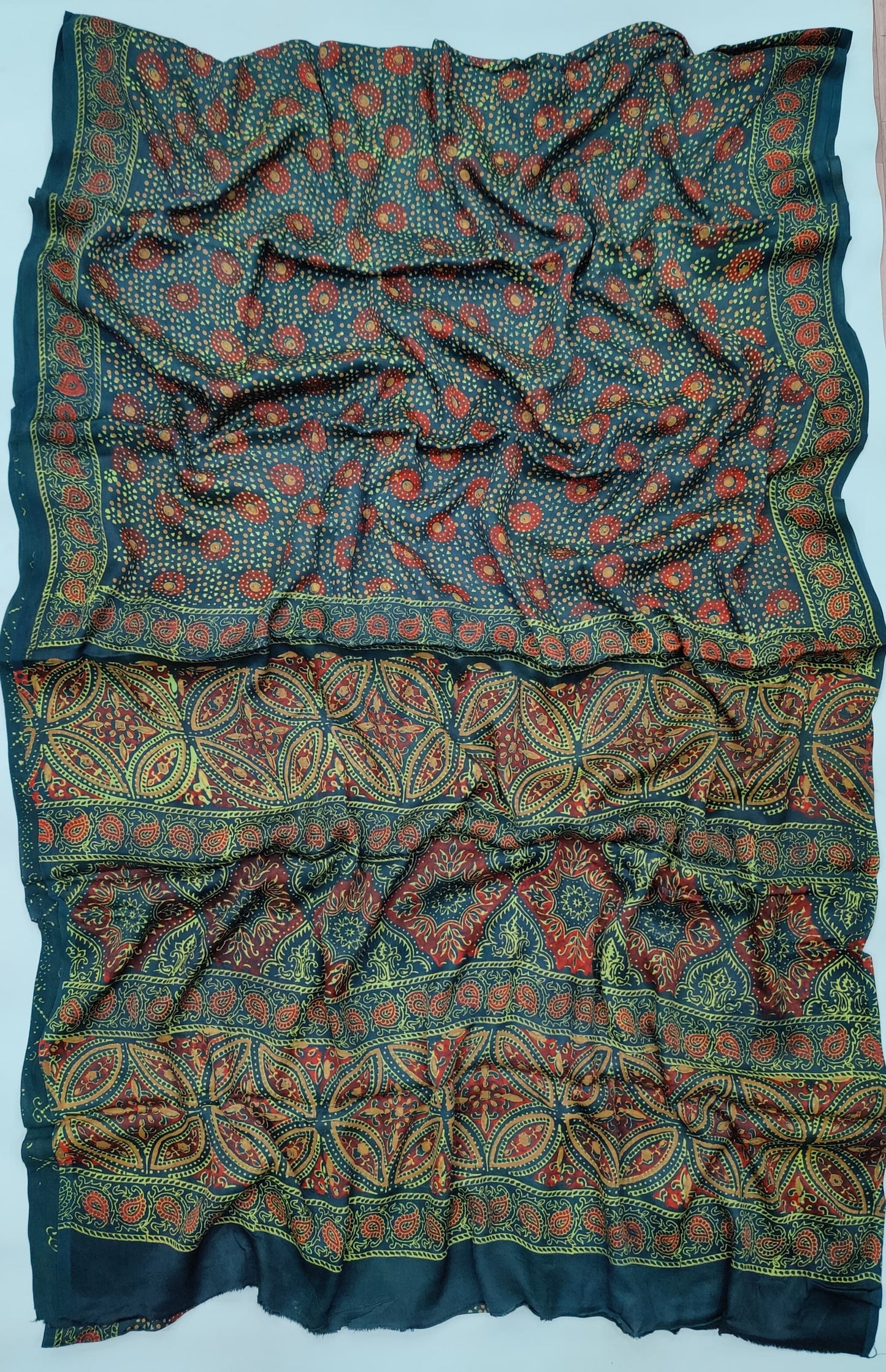 Ajrakh Printed Modal Silk Saree