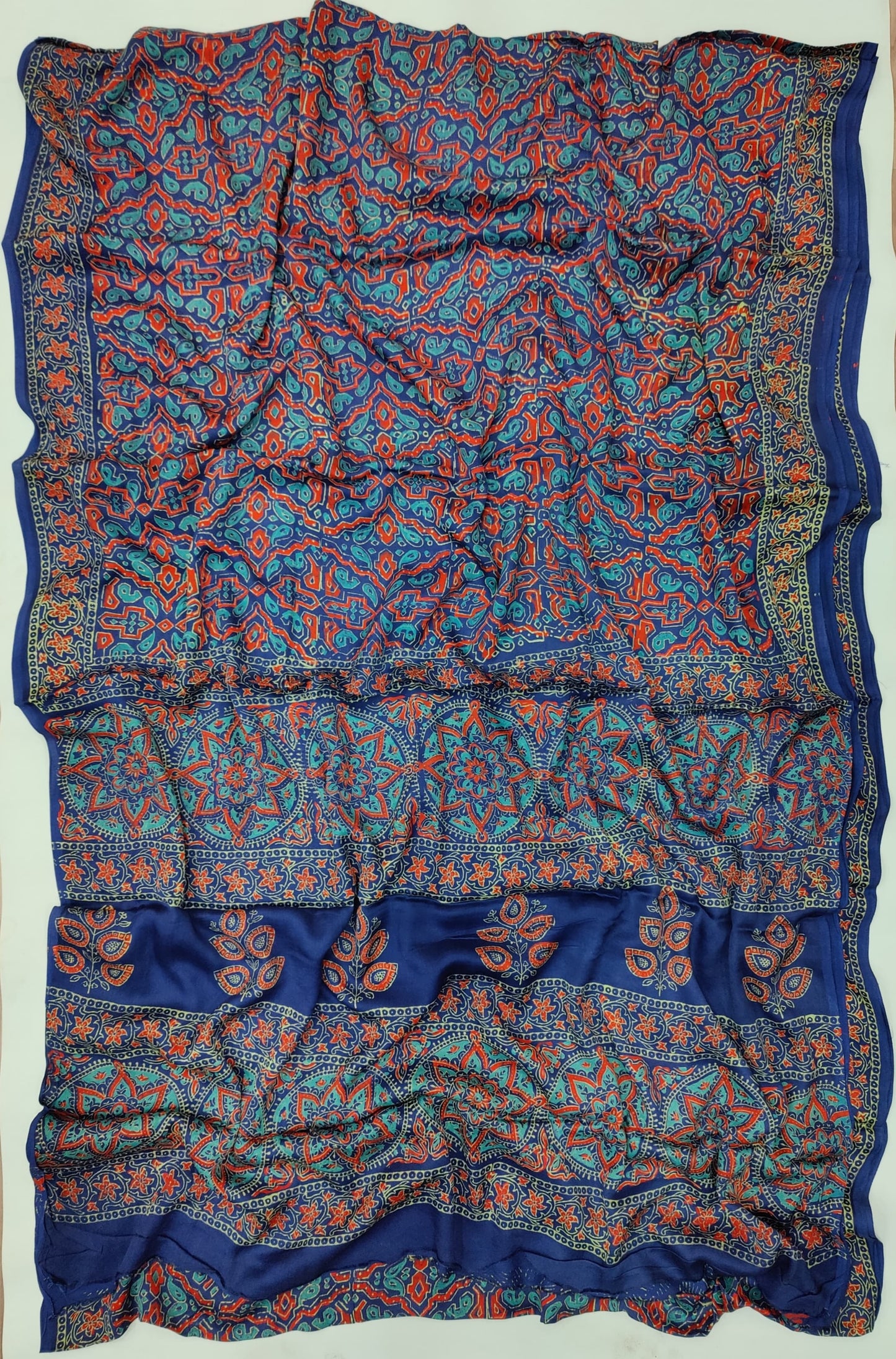 Ajrakh Printed Modal Silk Saree