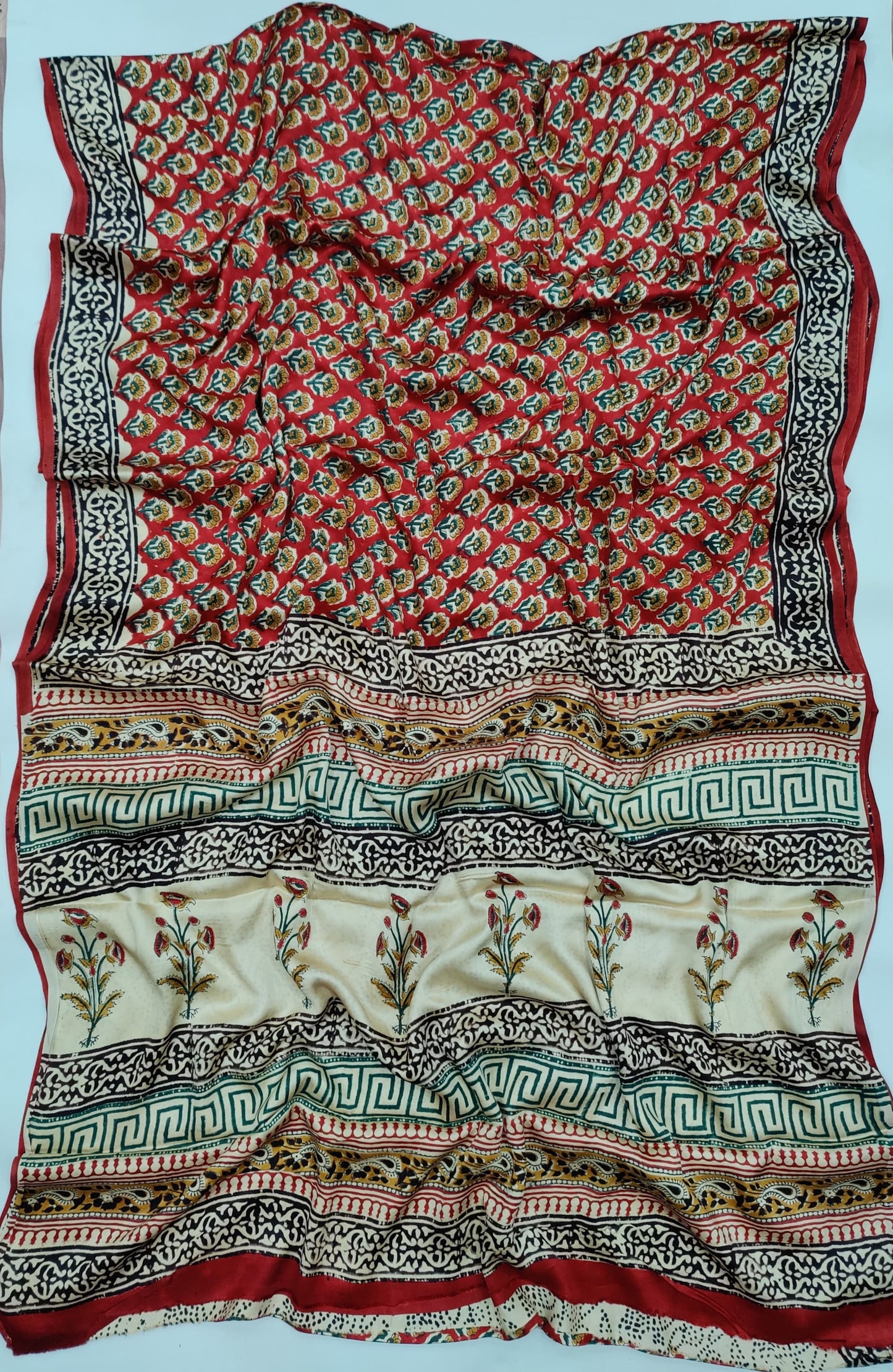 Ajrakh Printed Modal Silk Saree