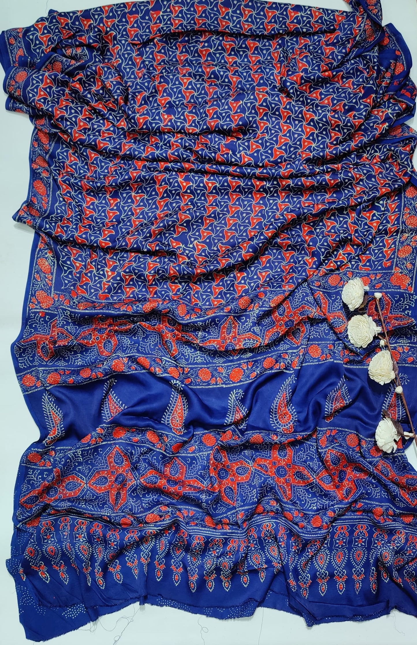 Ajrakh Printed Modal Silk Saree