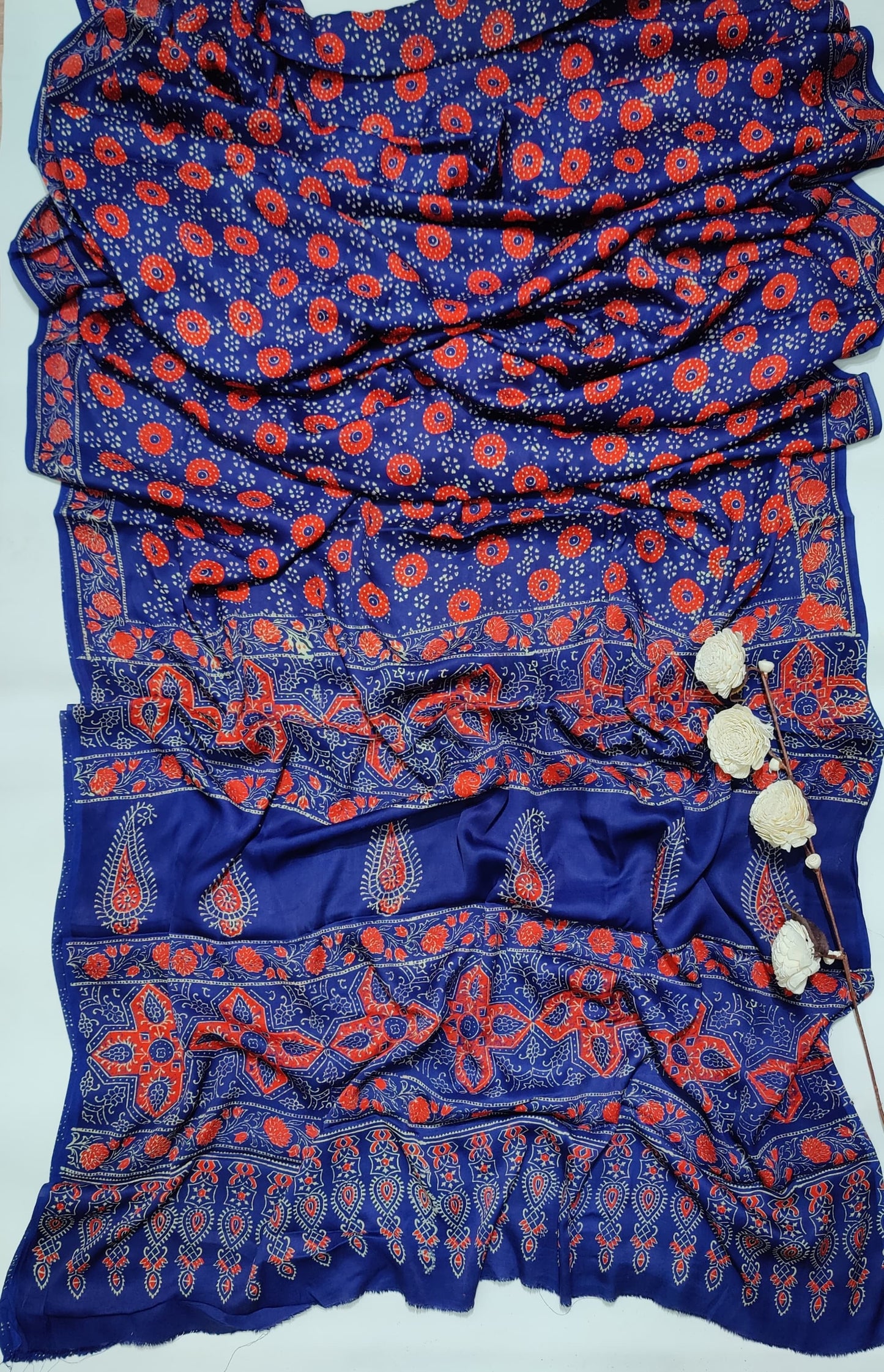 Ajrakh Printed Modal Silk Saree