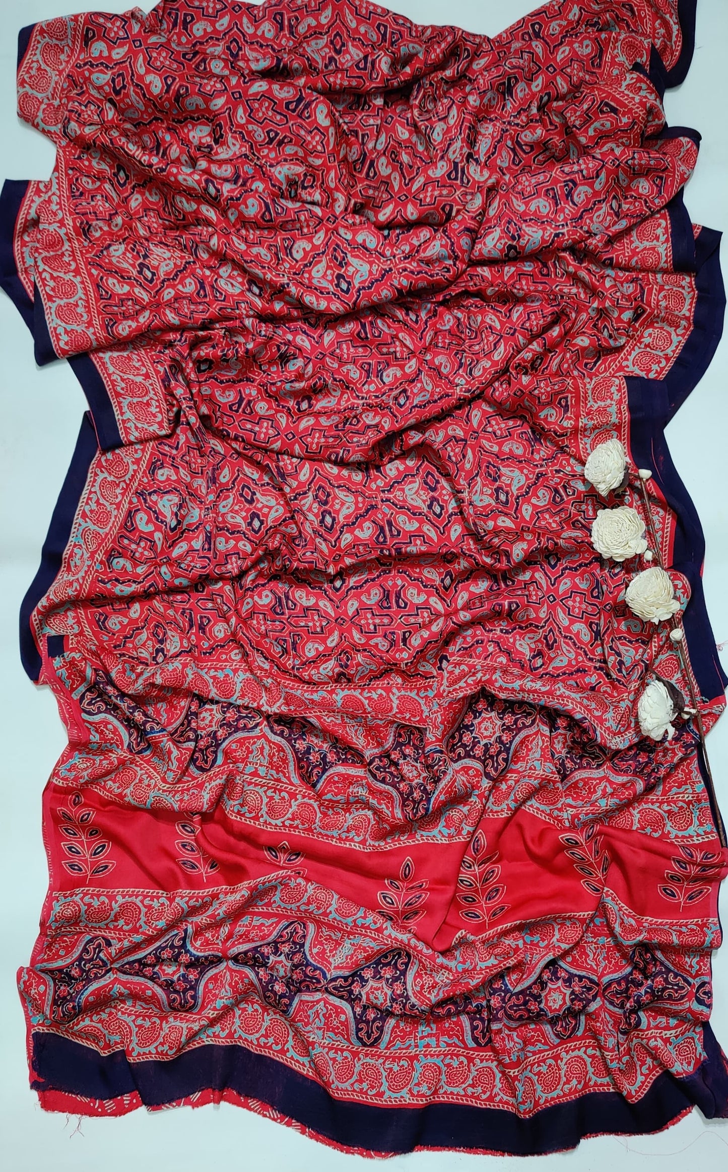Ajrakh Printed Modal Silk Saree
