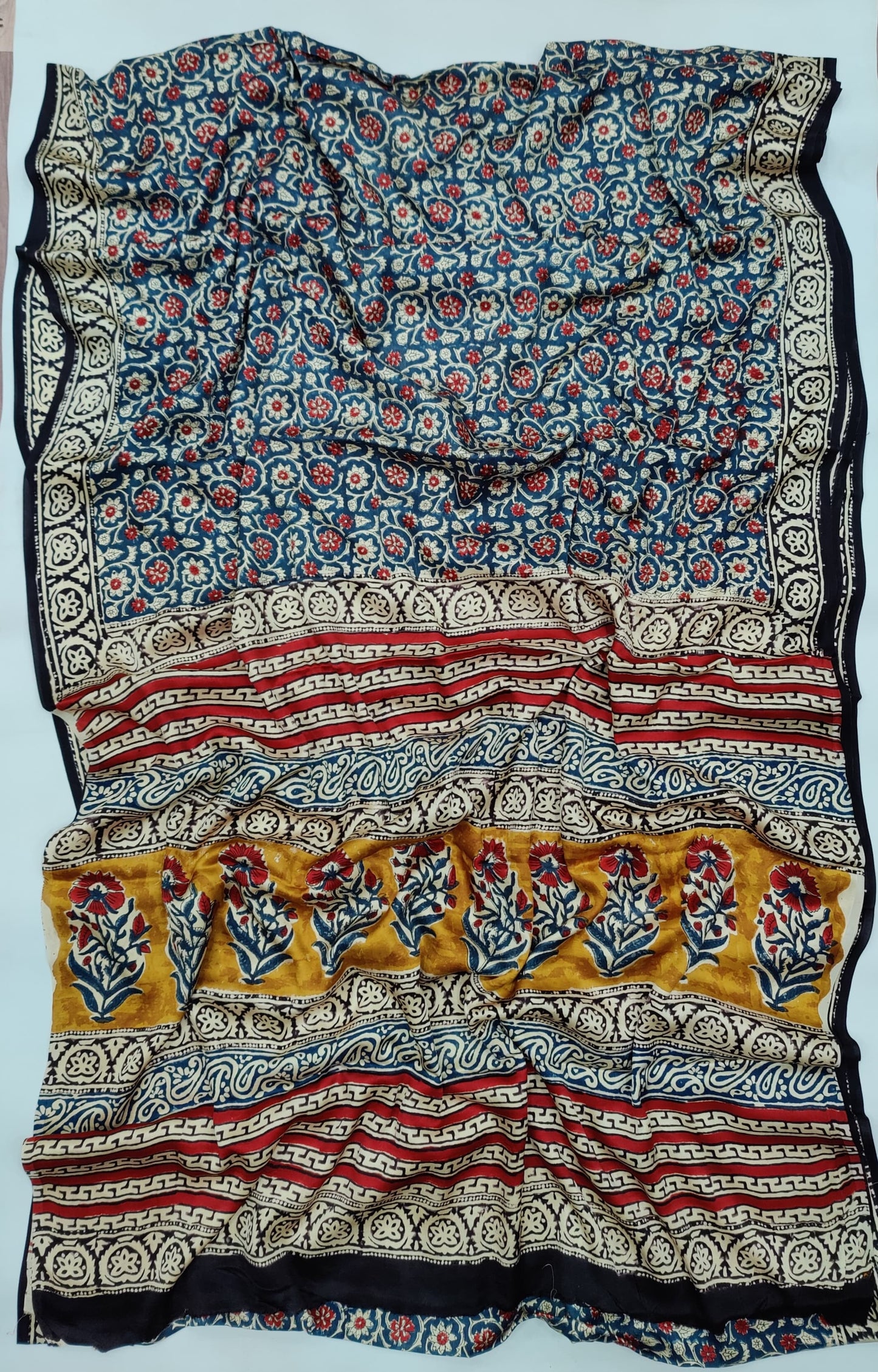 Ajrakh Printed Modal Silk Saree