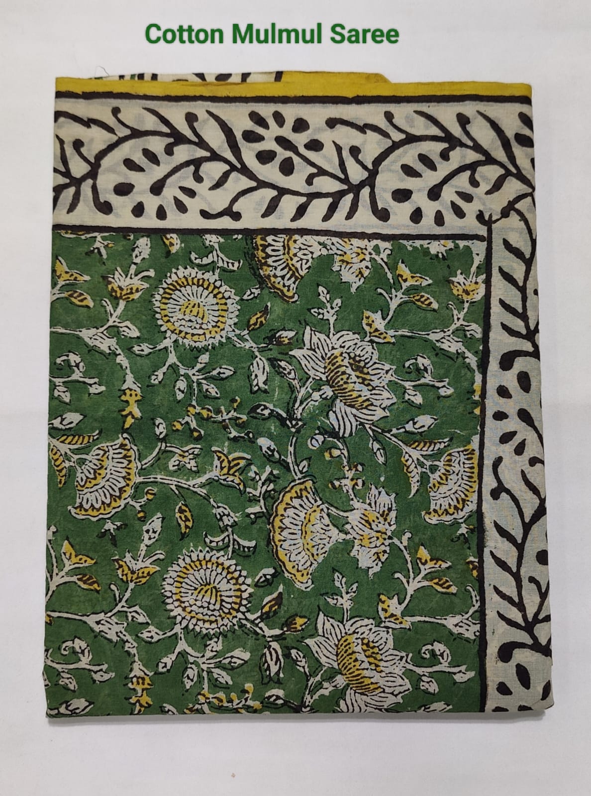 Hand Block Printed Ajrakh Soft Malmal Cotton Saree