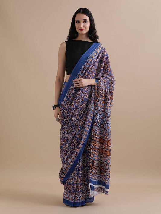 Hand Printed Cotton MulMul Saree