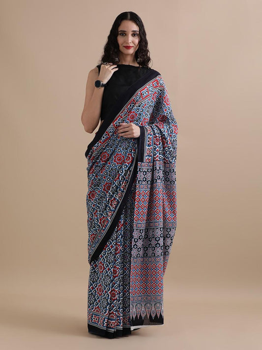 Hand Printed Cotton MulMul Saree