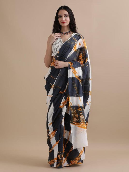 Hand Printed Cotton MulMul Saree