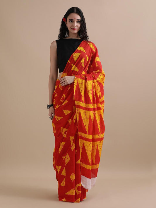 Hand Printed Cotton MulMul Saree
