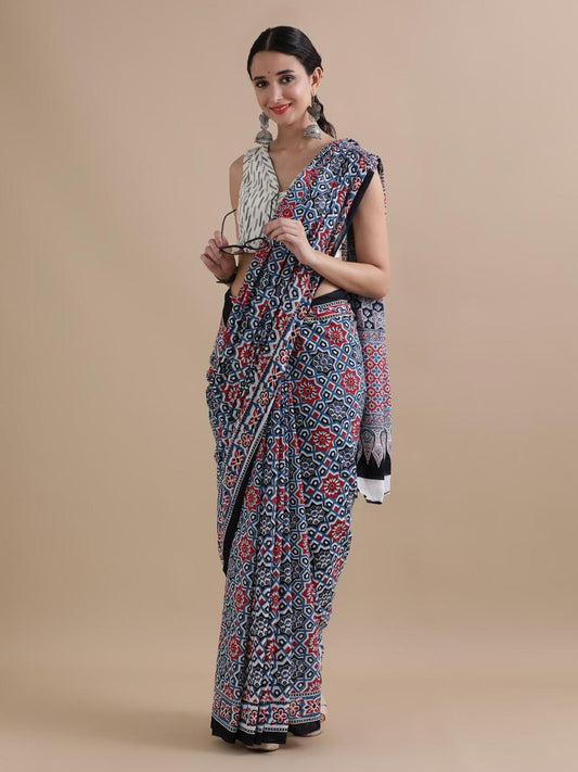 Hand Printed Cotton MulMul Saree