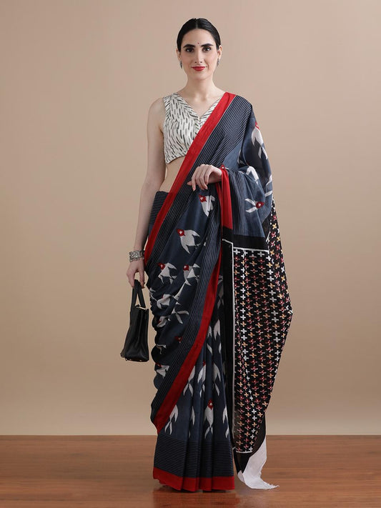 Hand Printed Cotton MulMul Saree