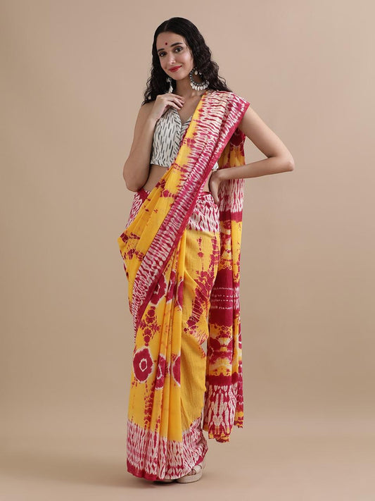 Hand Printed Cotton MulMul Saree