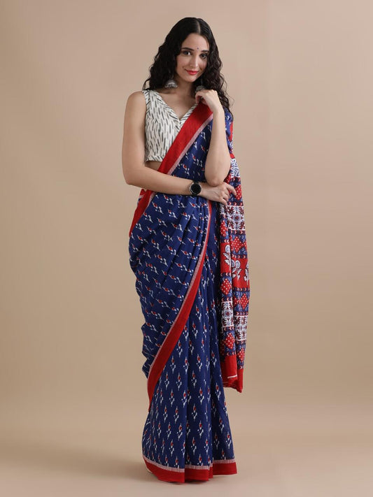 Hand Printed Cotton MulMul Saree