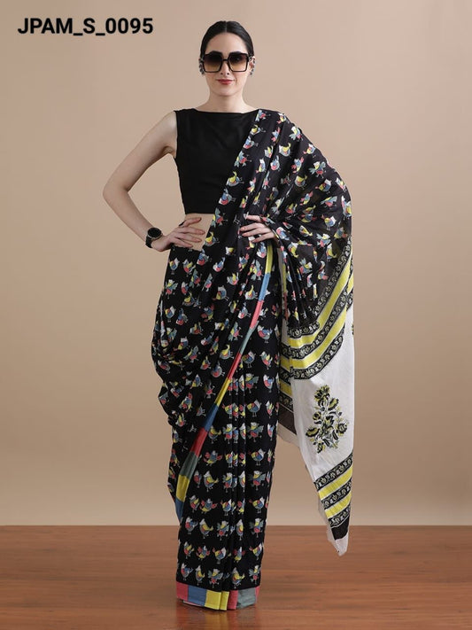 Hand Printed Cotton MulMul Saree
