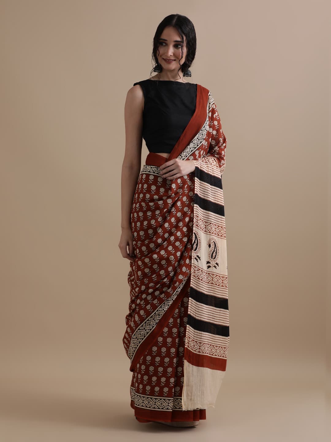 Hand Printed Cotton MulMul Saree