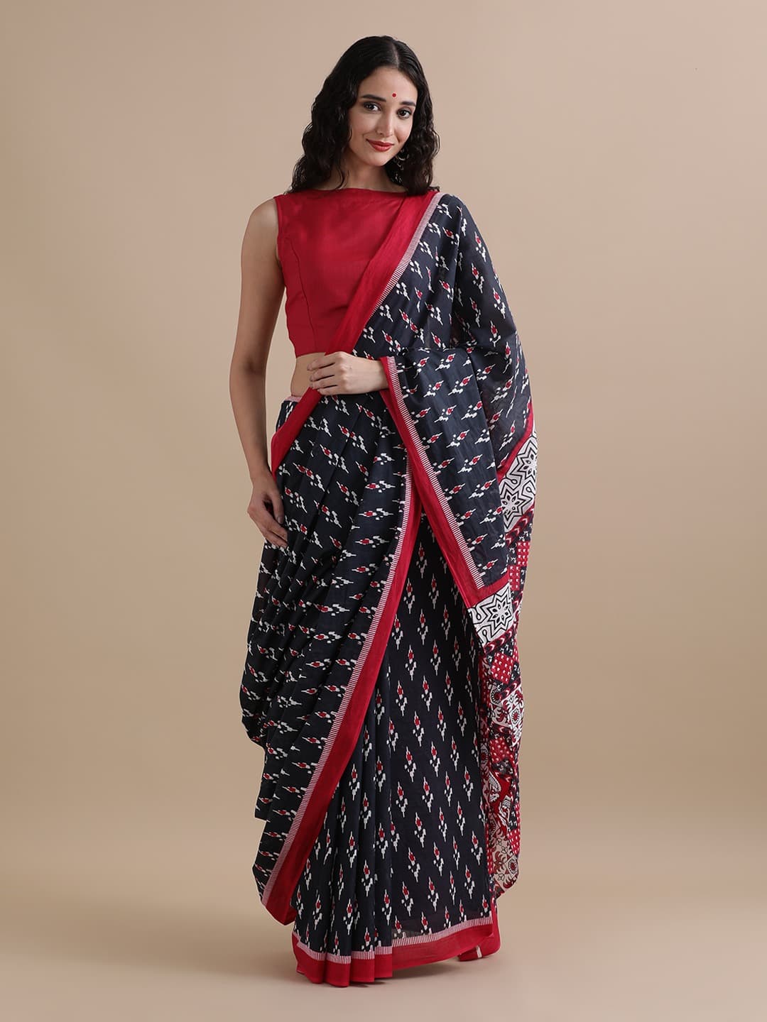 Hand Printed Cotton MulMul Saree