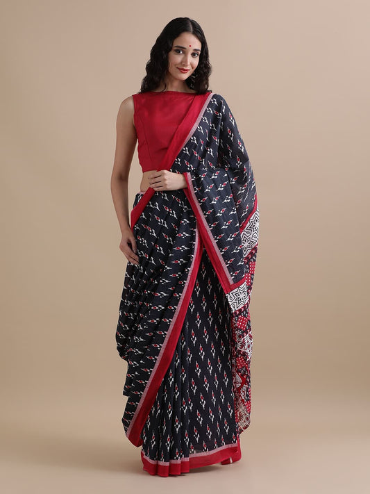 Hand Printed Cotton MulMul Saree