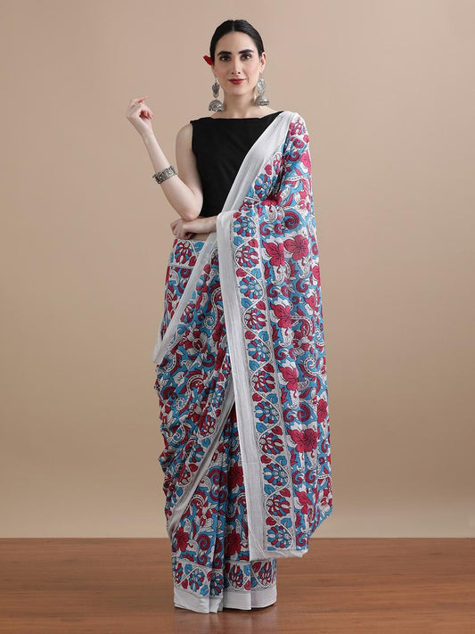 Hand Printed Cotton MulMul Saree