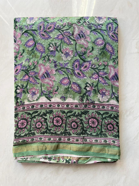 Hand Block Printed Chanderi silk Saree