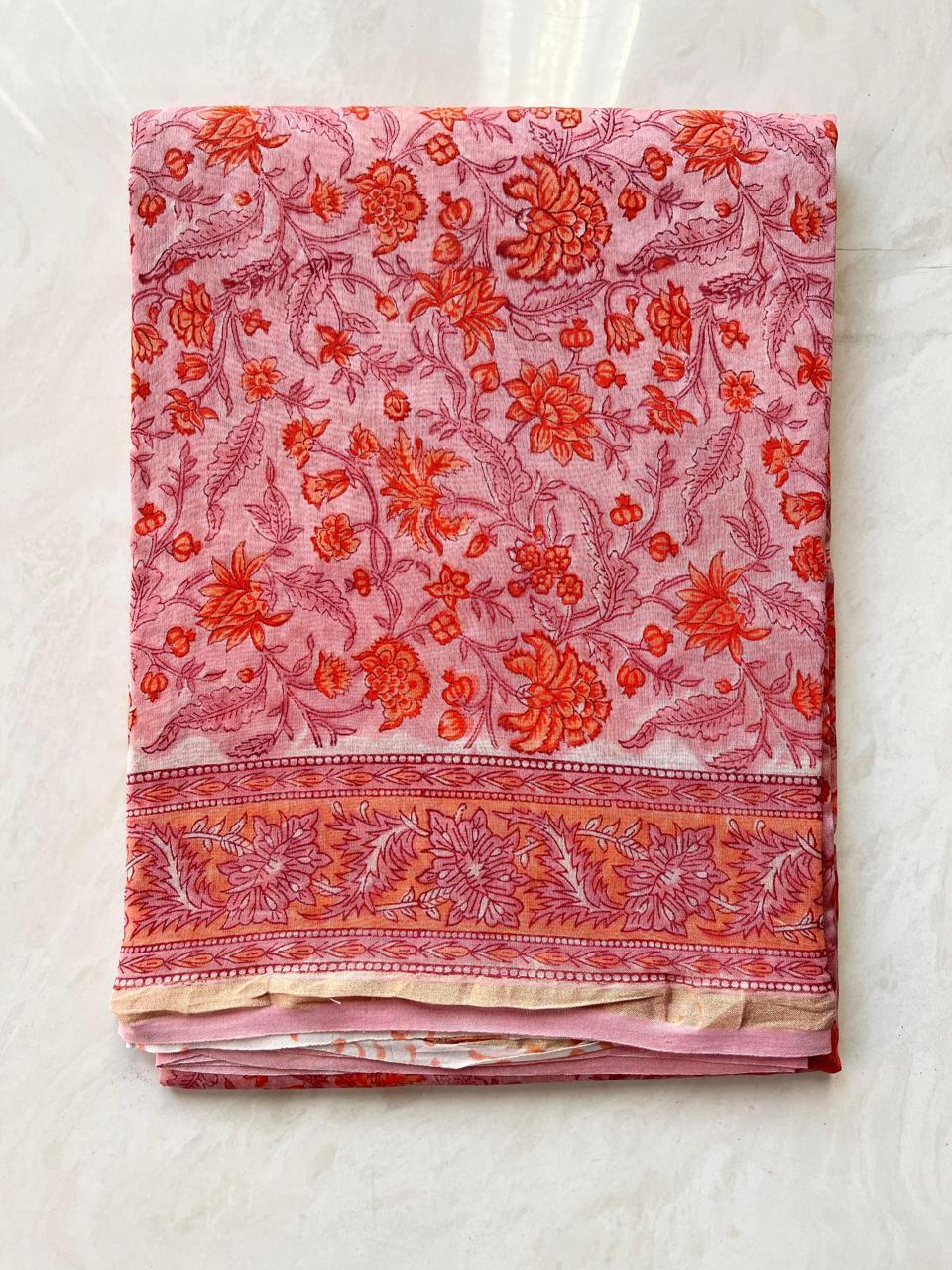 Hand Block Printed Chanderi silk Saree