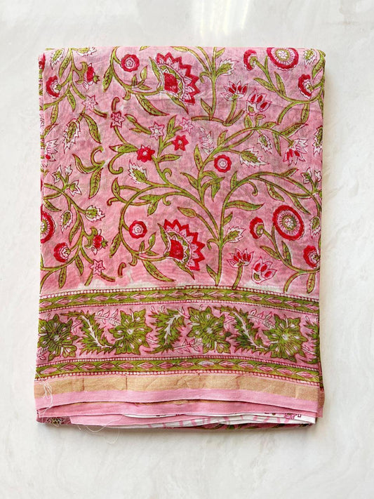 Hand Block Printed Chanderi silk Saree