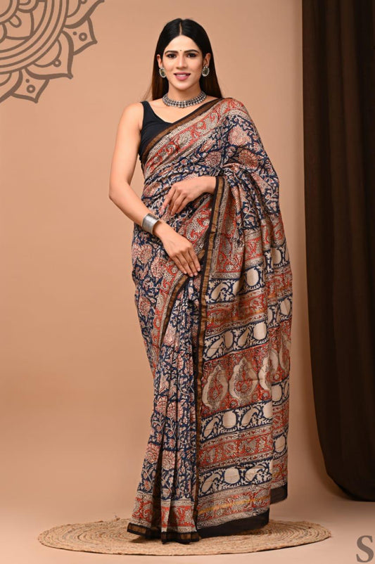 Hand Block Printed Chanderi silk Saree
